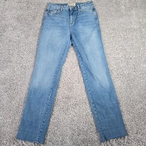 Free People Womens Boyfriend Jeans Size 26L Blue Raw Hem Light Wash‎ Denim